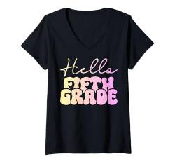 Damen Hallo 5. Klasse für Schüler und Lehrer der Fünftklässler T-Shirt mit V-Ausschnitt von Fifth Grade Shopp