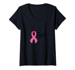 Damen Brustkrebs-Bewusstseinsmonat – Band – Kampf Krebs T-Shirt mit V-Ausschnitt von Fight Cancer - Breast Cancer Awareness Month