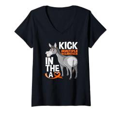 Damen Donkey Kick MS Multiple Sklerose Awareness T-Shirt mit V-Ausschnitt von Fighters Against Multiple Sclerosis Awareness