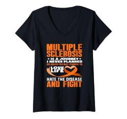 Damen Fighter Orange Ribbon Support Multiple Sklerose Awareness T-Shirt mit V-Ausschnitt von Fighters Against Multiple Sclerosis Awareness