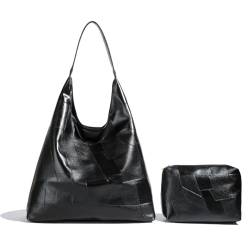 Fiorky Damen PU-Umhängetasche, veganes Leder, große Kapazität, Retro-Schulterhandtasche mit kleiner Geldbörse, Tasche mit Griff oben, modische Einkaufstasche von Fiorky