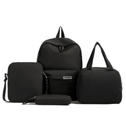 Fiorky Damen-Rucksack, modisch, 4-teilig, Rucksack-Set für Grundschüler, großes Fassungsvermögen, tragbar, Federmäppchen, wasserdicht, modische Umhängetasche, leichte Outdoor-Reisetasche von Fiorky