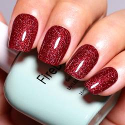 Firedeep Glitter Red Gel Nagellack, 16ML Große Flasche Weihnachten Rot Schillernder Gel Lack Maniküre Salon UV/LED Soak Off Herbst Winter Gel Lack 1St. von Firedeep