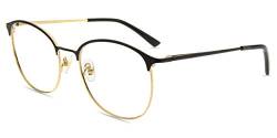 Firmoo Blauichtfilter Brille Herren Entspiegelt Blaulicht Brille mit Sehstärke 1.5x Damen gegen Kopfschmerzen Augenmüdigkeit UV Schutzbrille für Bildschirme, Metall Brille （Schwarz） von Firmoo