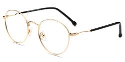 Firmoo Blaulichtfilter Brille Damen Herren Blaufilter Brille ohne Sehstärke Anti Blaulicht Computer Brille Blaulichtfilter Brille für Bildschirme Runde Metallbrille Augenschutzbrille Gold… von Firmoo