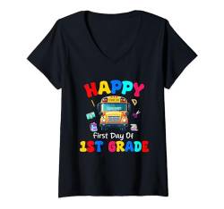 Damen Alles Gute zum ersten Schultag der 1. Klasse T-Shirt mit V-Ausschnitt von First Day Of School Women Men Teacher Student
