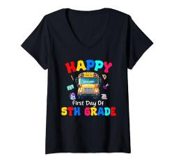 Damen Alles Gute zum ersten Schultag der 5. Klasse T-Shirt mit V-Ausschnitt von First Day Of School Women Men Teacher Student