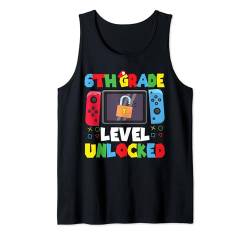 6th Grade Level Freigeschaltet Back to School First Day Gamer Tank Top von First Day of School Apparel Co.