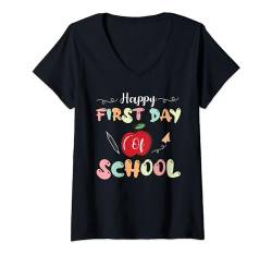 Damen Alles Gute zum ersten Schultag Zurück zur Schule Lehrer Mädchen Jungen T-Shirt mit V-Ausschnitt von First Day of School Back to School Apparel Co.