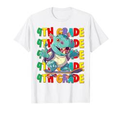 Kids Fourth 4th Grade Back To School Hippo Skateboarding Boy T-Shirt von First Day of School T-Shirt Back to School Gifts