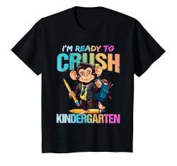 Kinder Crush Kindergarten Back To School Monkey Skateboarding T-Shirt von First Day of School T-Shirt Back to School Gifts