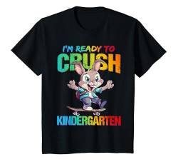 Kinder Crush Kindergarten Back To School Rabbit Skateboarding T-Shirt von First Day of School T-Shirt Back to School Gifts