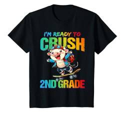 Kinder Crush Second 2nd Grade Back To School Cow Skateboarding Boys T-Shirt von First Day of School T-Shirt Back to School Gifts