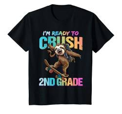 Kinder Crush Second 2nd Grade Back To School Sloth Skateboarding T-Shirt von First Day of School T-Shirt Back to School Gifts