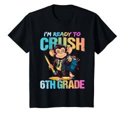 Kinder Crush Sixth 6th Grade Back To School Monkey Skateboarding T-Shirt von First Day of School T-Shirt Back to School Gifts