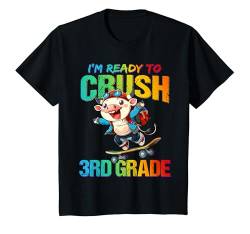 Kinder Crush Third 3rd Grade Back To School Cow Skateboarding Boys T-Shirt von First Day of School T-Shirt Back to School Gifts