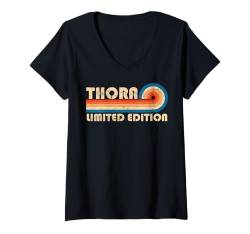 Damen THORA Name 80s 90s Funny Retro Vintage Birthday T-Shirt mit V-Ausschnitt von First Name Cool Given Name Gift Ideas