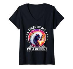 Damen First Of All I m a Delight T-Shirt Stinktier Shirt sarkastisch T-Shirt mit V-Ausschnitt von First Of All I m a Delight Shirt Sarcastic Skunk