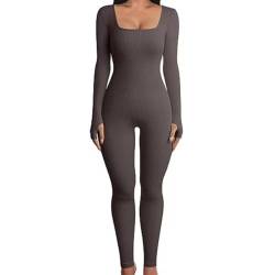 Damen Yoga-Jumpsuits,Yoga-Jumpsuits für Damen - Langarm-Ganzanzug, lässiger Yoga-Strampler - Ganzkörper-Overall für Damen, Langarm-Body von Firulab