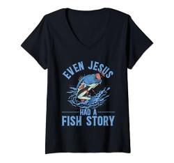 Damen Fischen Angeln T-Shirt mit V-Ausschnitt von Fischen Designs & Fischer Angel Bekleidung Männer