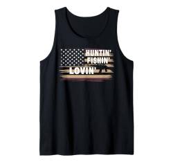 Jagd Fishin' Lovin' Amerikanische Flagge USA Pride Geschenk Tank Top von Fishing 365