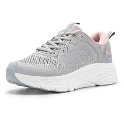 FitVille Damen Sneaker Walking Schuhe Breit Laufschuhe Weite Sportschuhe Atmungsaktiv Turnschuhe rutschfeste Leichtgewichts Straßenlaufschuhe Outdoor Fitness Jogging Nebelgrau/Kaugummirosa 42.5 EU von FitVille