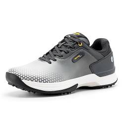 FitVille Extra Weit Golfschuhe für Herren wasserdicht Golfschuh Herren mit Schnürung Atmungsaktiv Trainingsschuh für Golf Hellgrau 44 EU Weit von FitVille