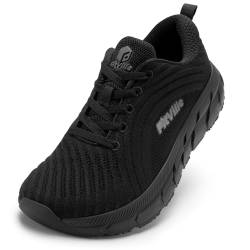 FitVille Extra Weite Laufschuhe Herren Joggingschuhe Sportschuhe Leichte Barfußschuhe Sneaker Atmungsaktive Turnschuhe Bequeme Walkingschuhe,Schwarz,Schwarz,49 EU,X-Weit von FitVille