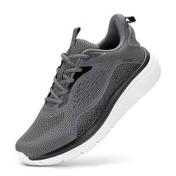 FitVille Extra Weite Laufschuhe Herren Walking Schuhe Atmungsaktive Sportschuhe Dämpfung Straßenlaufschuhe Bequeme Joggingschuhe Leicht rutschfest Turnschuhe,Dunkelgrau,43,Weit von FitVille