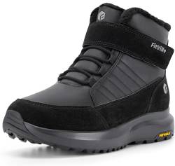 FitVille Winterstiefel Herren Extra Weit Winterschuhe mit Klettverschluss Warme Gefüttert Schneestiefel Rutschfeste Kurzschaft Stiefel Wasserdicht Winter Outdoor Boots,Schwarz,41,Weit von FitVille