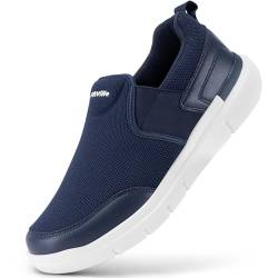 FitVille Slip On Sneaker Herren Extra Weite Turnschuhe rutschfest Walkingschuhe Breit Outdoor Schuhe Bequem Leichte Atmungsaktive Freizeitschuhe für Plantarfasziitis Mitternachtsblau 44 EU X-Weit von FitVille