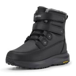 FitVille Winterstiefel Damen Extra Weit Winterschuhe mit Klettverschluss Warme Gefüttert Schneestiefel Rutschfeste Kurzschaft Stiefel Wasserdicht Winter Outdoor Boots Schwarz 38 EU X-Weit von FitVille