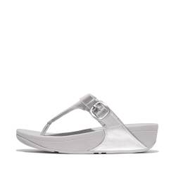 Fitflop Damen Lulu Verstellbare Zehentrenner aus Metallic-Leder Sandale, Silber, 41 EU von Fitflop