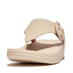 Fitflop Damen Lulu Covered-buckle Raw-Edge Leather Toe-thongs Sandale, Stone Beige, 39 EU von Fitflop