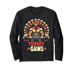 Lustiges Thanksgiving Truthahn gewinnt Motivation Gym Workout Langarmshirt von Fitness Training Bodybuilding Men Women Tees Gifts