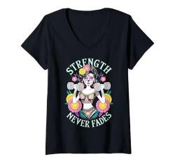 Damen Dia De Los Muertos La Catrina Training am Tag der Toten im Fitnessstudio T-Shirt mit V-Ausschnitt von Fitness Training Halloween Costume Men Women Tees