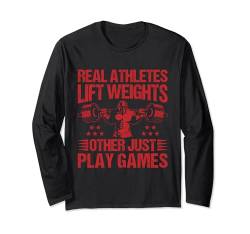 Fitness Motivation Bodybuilder Lift Weights Play Games Gym Langarmshirt von Fitnessstudio Outfits Für Männer Gewichtheben Fans