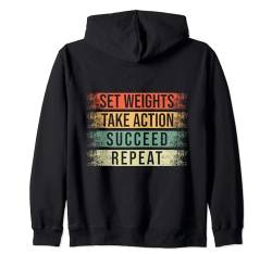 Fitness Motivation Bodybuilder Set Weights Take Action Gym Kapuzenjacke von Fitnessstudio Outfits Für Männer Gewichtheben Fans