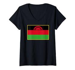 Damen Malawische Flagge von Malawi T-Shirt mit V-Ausschnitt von Flags and Symbols