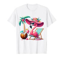 Flamingo Rosa Palme Tropischer Strand Sommer Urlaub Frauen T-Shirt von Flamingo Pink Palm Tree Beach Summer Vacation Tees