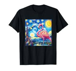Flamingo Sternennacht Vincent Van Gogh Berühmte Malerei Kunst T-Shirt von Flamingo Starry Night Van Gogh Art