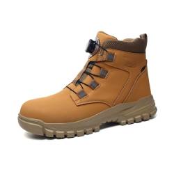 FlexEase Arbeitsschuhe Herren Damen Sicherheitsschuhe Leicht wasserdichte Stahlkappenschuhe Selbsthemmend Schnellverschluss rutschfeste Brown 47 EU von FlexEase