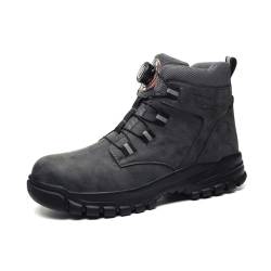 FlexEase Arbeitsschuhe Herren Damen Sicherheitsschuhe Leicht wasserdichte Stahlkappenschuhe Selbsthemmend Schnellverschluss rutschfeste Gray 43 EU von FlexEase