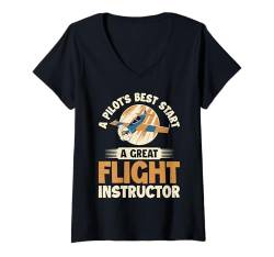 Damen Der beste Start eines Piloten ist ein großartiger Fluglehrer T-Shirt mit V-Ausschnitt von Flight Instructor Gifts