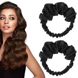 FloralGrace 2 Stück Lockenband Für Hitzefreie Locken Schlaf Haarnudel Für Große Wellen Seide Haargummi Kein Hitze Overnight Curls Hitzefreie Lockenwickler Schwarz von FloralGrace