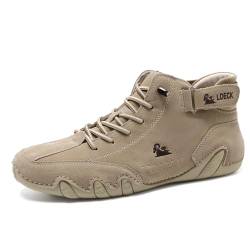 Ultra-bequemer Rutschfester Barfußschuhe, BarfuBschuh aus echtem Leder Flexao und Wandara Orthoschuhe Low Top Für Unisex Damen Herren 41Khaki-High-Top von Flossty