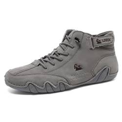 Ultra-bequemer Rutschfester Barfußschuhe, BarfuBschuh aus echtem Leder Flexao und Wandara Orthoschuhe Low Top Für Unisex Damen Herren 50Grau High Top von Flossty