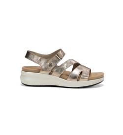 Fluchos für Damen. F1478 Sandalen F1478 gold (41), Leder, 3 bis 5 cm, Klettverschluss, Lässig von Fluchos