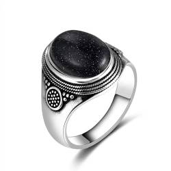 Focisa Ring Ringe Damen Bijouterie Herren S925 Retro Ring Blau Ehering Retro Punk Stil Damen Party 6 Schwarz von Focisa