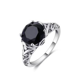 Ring Ringe Damen Bijouterie Herren Ring Schwarz Damen Vintage Design Feiner Schmuck Braut Hochzeit Verlobungsring Zubehör 10 Schwarz von Focisa